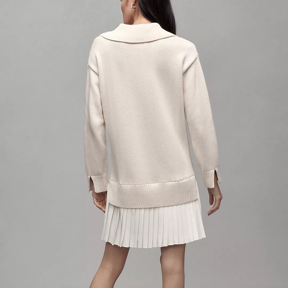English Factory Twofer Sweater Dress, Cream/Off White, Size Extra Small (XS) - Picture 2 of 7